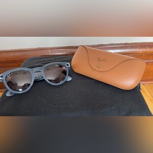 Ray-Ban Black and Gray Sunglasses with Tan Case